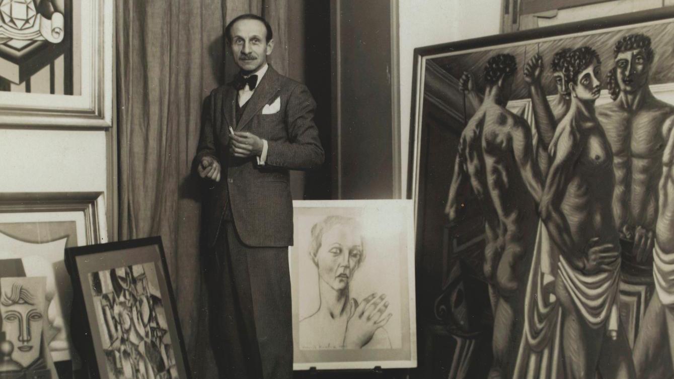 Léonce Rosenberg posing in front of works by Metzinger, Picabia, Léger and others...  Léonce Rosenberg, Disgraced Avant-Garde Gallerist