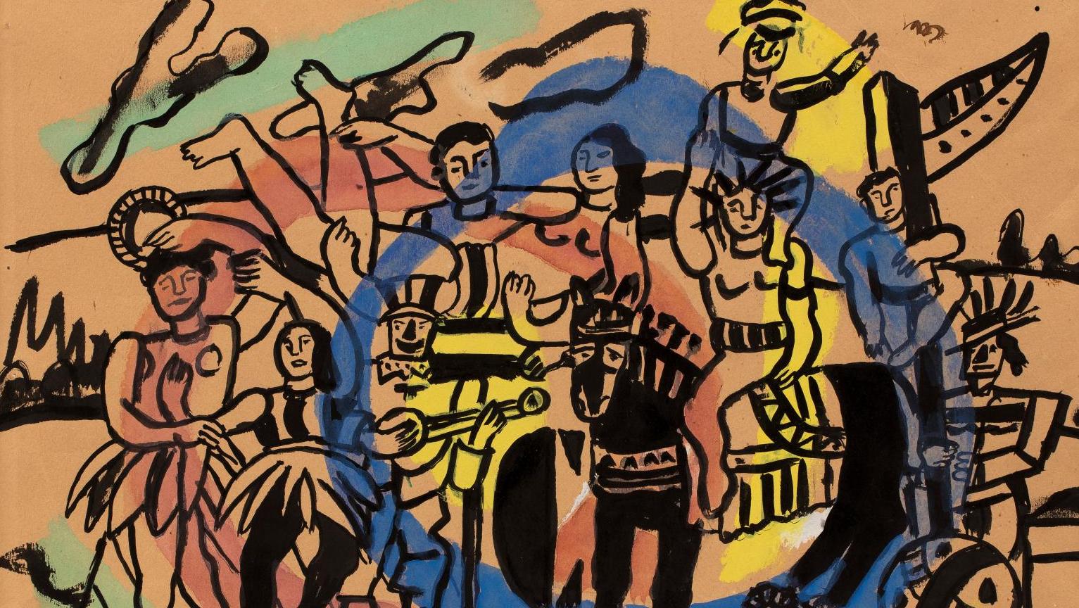 Fernand Léger (1881-1955), La Grande Parade, vers 1952, gouache et encre noire, 31... La joie de vivre retrouvée