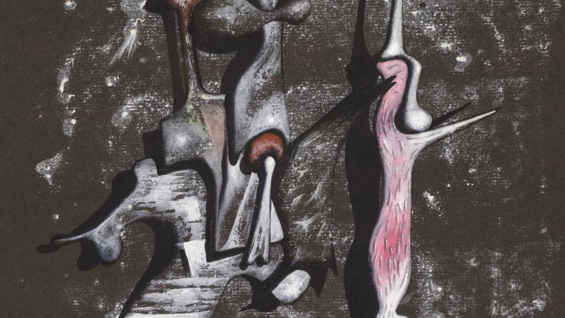 Yves Tanguy (1900-1955), Sans titre, 1947, gouache et pastel sur papier noir, signé... Graverol, Masson, Brauner : 100 ans de surréalisme en 90 numéros