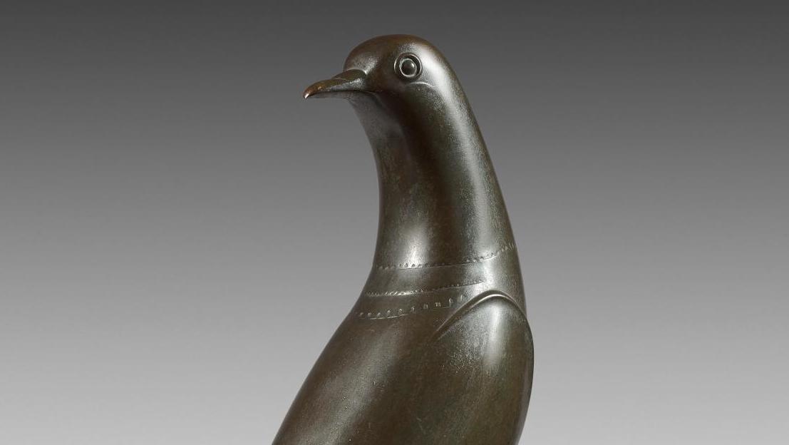 Gustave Miklos (1888-1967), Pigeon, 1958, pièce unique, bronze patiné, signée, datée,cire... La ligne parfaite selon Gustave Miklos