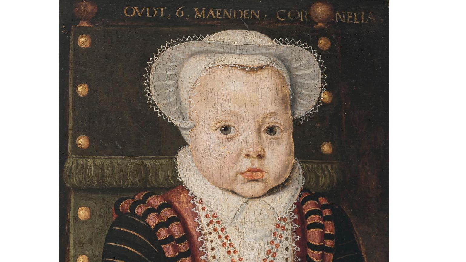 École flamande, première moitié du XVIIe siècle, Portrait d’une fillette de six mois,... L'envolée d'une mystérieuse effigie de l'école flamande