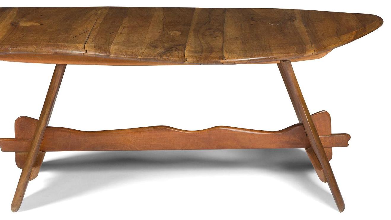 Michel Chauvet (1916-2001), table ou bureau «poisson», 1956, meuble sculpture, pièce... Michel Chauvet, la sculpture avant tout
