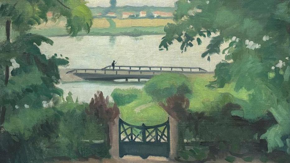 Albert Marquet (1875-1947), Samois, le portail vert, 1917, huile sur toile, 65 x 81 cm.... Un paysage d'Albert Marquet au fil de l’eau