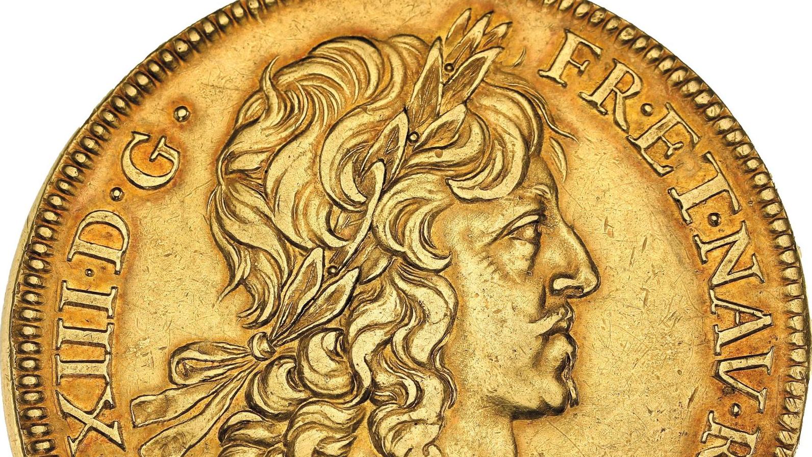 Jean Warin (1604-1672), 8 louis d’or à la tête laurée, du roi Louis XIII à droite... L'or pour un 8 louis de Jean Warin 