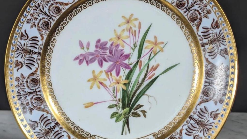 Sèvres, 1823. Assiette en porcelaine provenant du service des «Liliacées» à décor... Liliacées sur porcelaine de Sèvres 