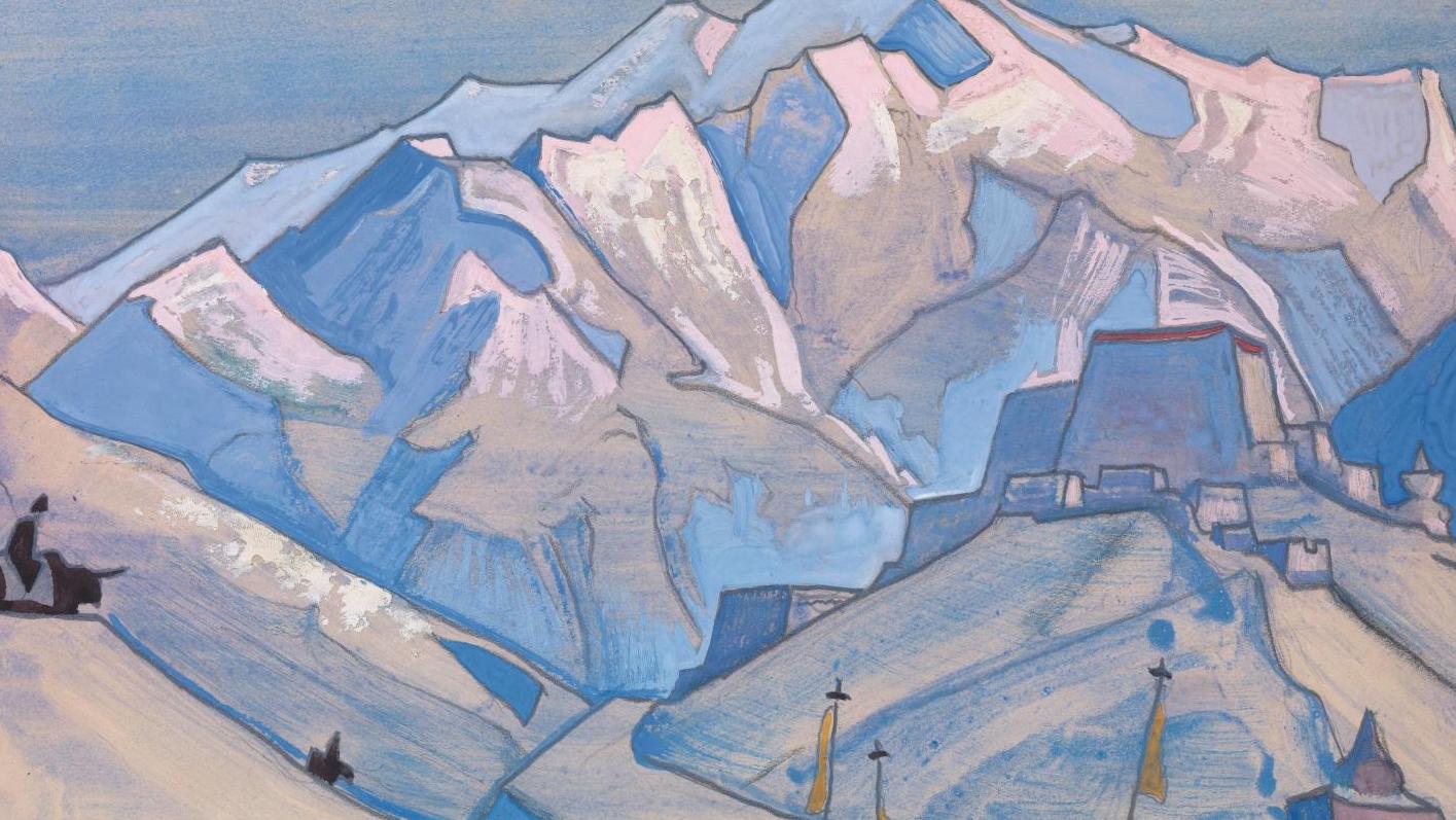 Nicolas Roerich (1874-1947), Montagnes sacrées, numérotée et datée « 33.1933 », tempera... Les 