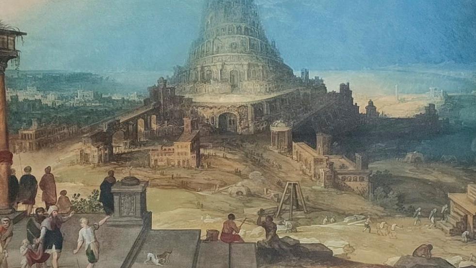 Hendrick III Van Cleve (1525-1589), La Tour de Babel, panneau de chêne parqueté,... Une mise triplée pour la tour de Babel de Van Cleve 