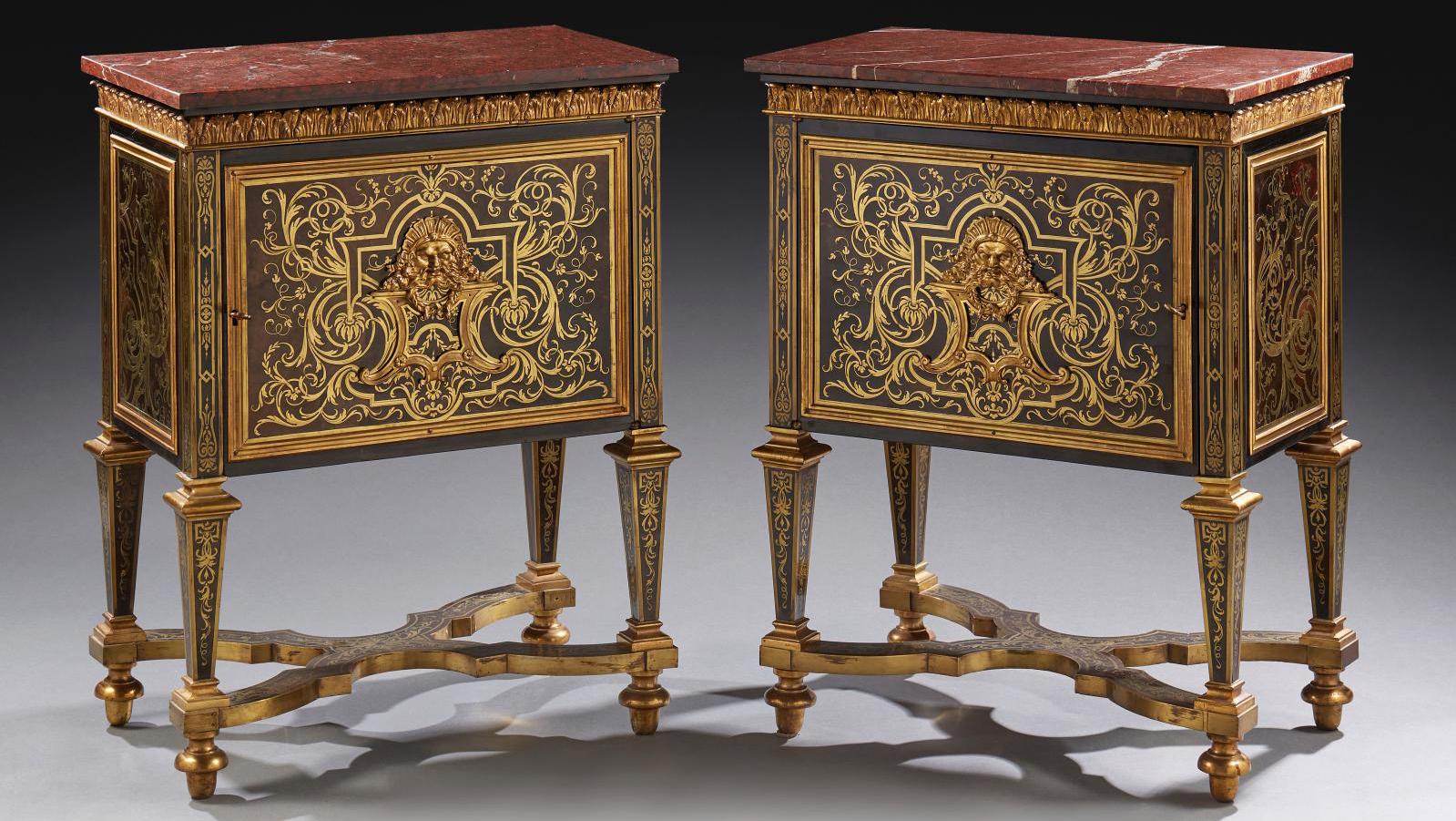 Early Louis XVI period, pair of entre-deux cabinets in “Boulle” marquetry, each stamped... Boulle Marquetry Revisited by Julliot and Joseph During the Louis XVI Period 
