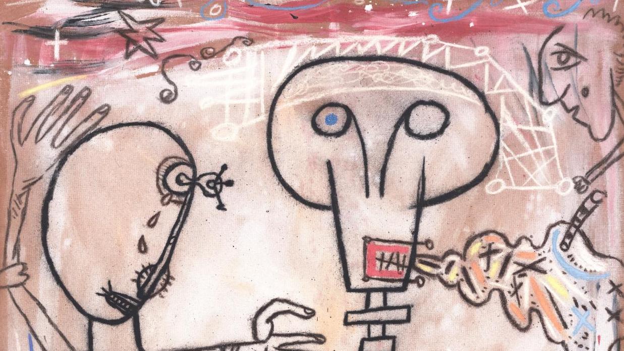 Michel Macréau (1935-1995), Sans titre, 1988, acrylique sur isorel, signée, 175 x... Michel Macréau, dans l’ombre de Basquiat