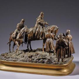 Le tsar et ses faucons dans un bronze de Grachev