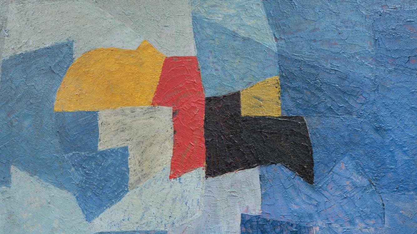 Serge Poliakoff (1900-1969), Composition abstraite, 56-84, 1956, huile sur panneau,... Un millésime abstrait signé Serge Poliakoff 