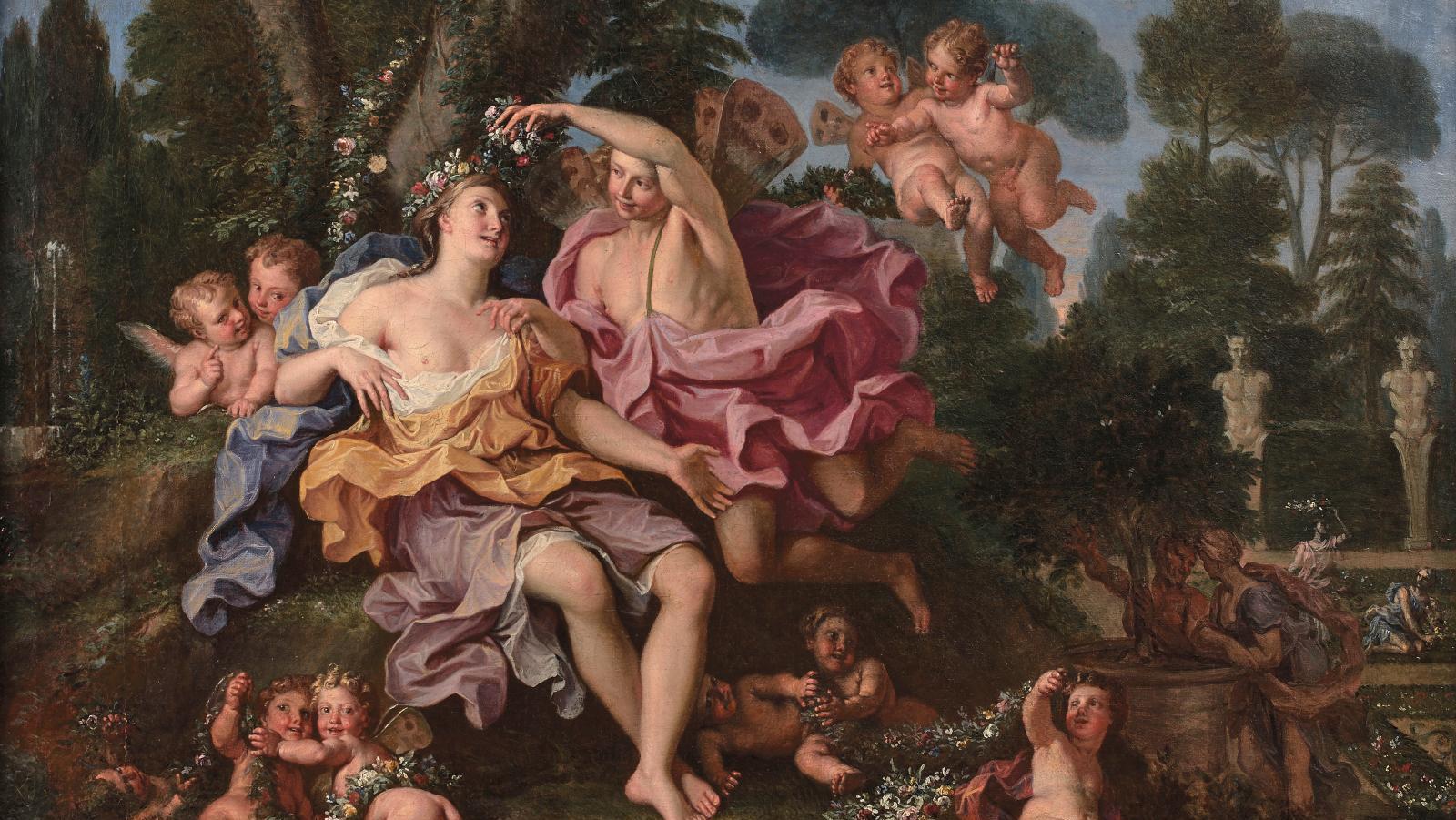 Noël Coypel (1628-1707), Zéphyr et Flore, huile sur toile, 59 x 76 cm. Estimation :... Une toile de saison, et d’actualité