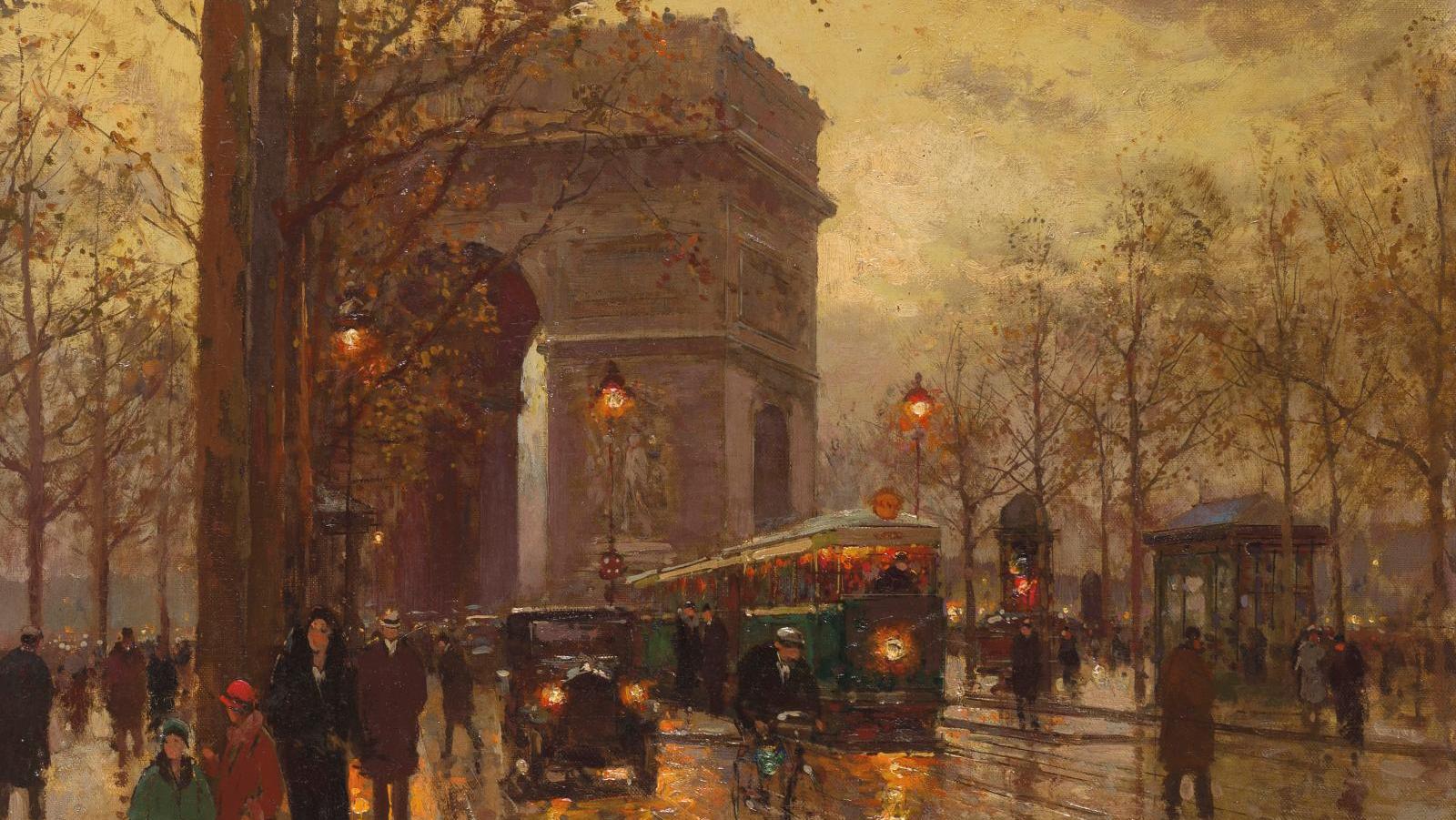 Édouard Cortès (1882-1969), Arc de Triomphe et l’avenue Friedland, huile sur toile,... Le Paris lumineux d’Édouard Cortès