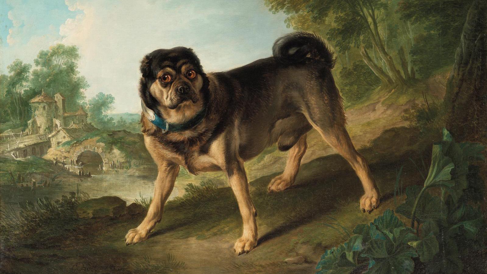 €35,100Christophe Huet (1700-1759), Chien dans un paysage (Dog in a Landscape), original... Art Price Index: Dog Portraits
