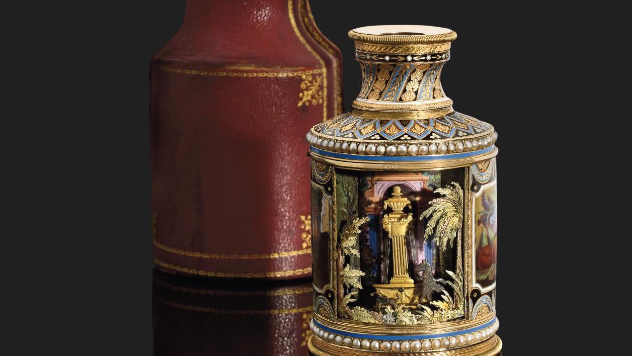Sené & Neisser (orfèvres) et Puyroche (horloger), Suisse, vers 1805, lorgnette en... Les luxueuses boîtes de poche du XVIIIe siècle, reflets d’une société aux usages raffinés