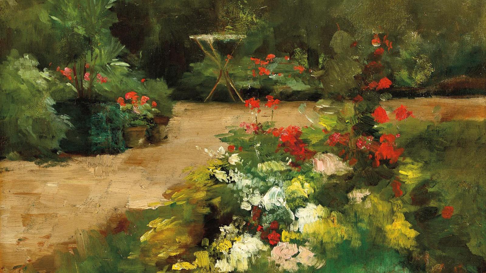 Gustave Caillebotte (1848-1894), Jardin, huile sur toile, 33,5 x 46,5 cm. Estimation :... Les heures impressionnistes de Gustave Caillebotte