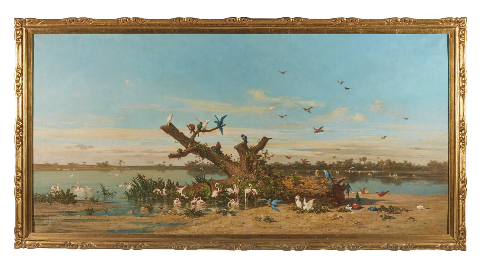 A Bird Paradise by Orientalist Painter Charles de Tournemine