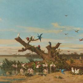 A Bird Paradise by Orientalist Painter Charles de Tournemine