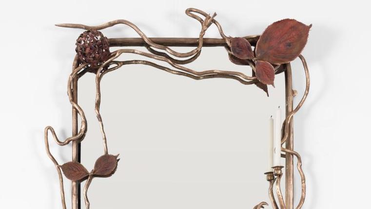 Claude Lalanne, Miroir Hortensia, 2009, bronze, miroir, 192 x 100 x 15 cm, unique.... Tefaf New York : art, design et Antiquité