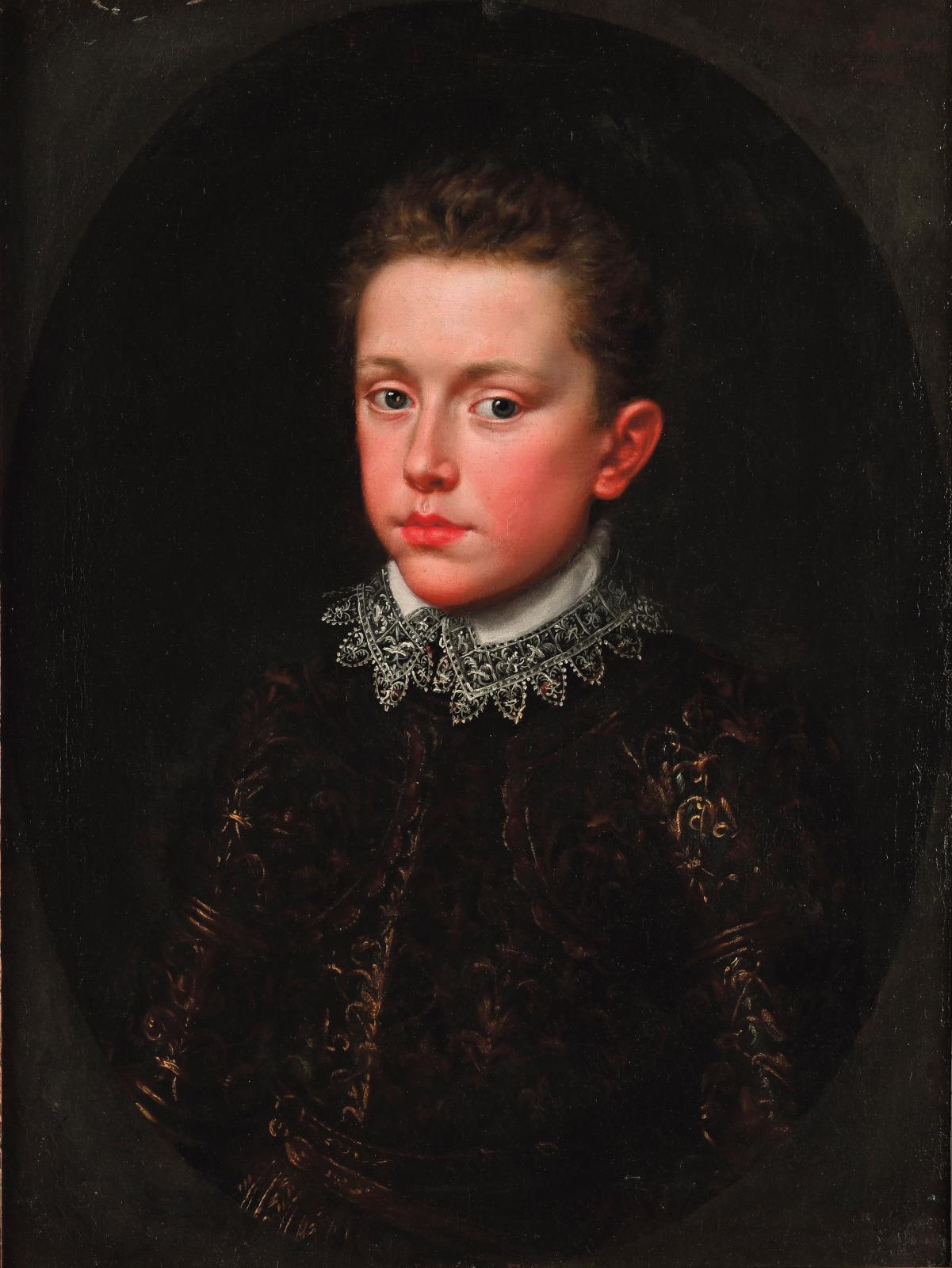 Un adolescent du XVIIIe en armure et une pintade de Pompon