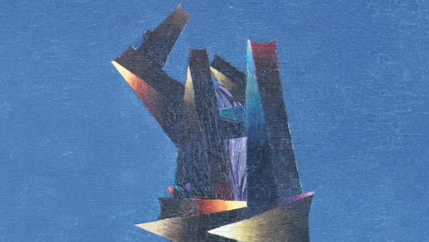 Georges Papazoff (1894-1972), Sans titre, abstraction cosmique, toile signée, 35... De Papazoff à Claude Lévy,  des créateurs au XXe siècle