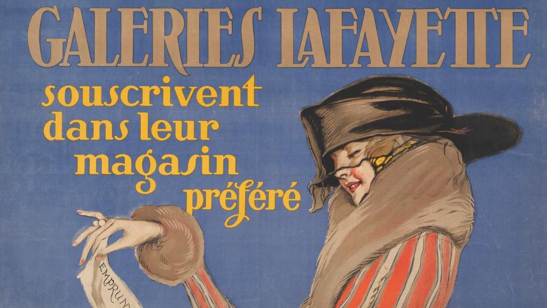 Jean-Gabriel Domergue (1889-1962), Galeries Lafayette. Emprunt national, 1920, lithographie.... L’épopée des grands magasins aux Arts déco