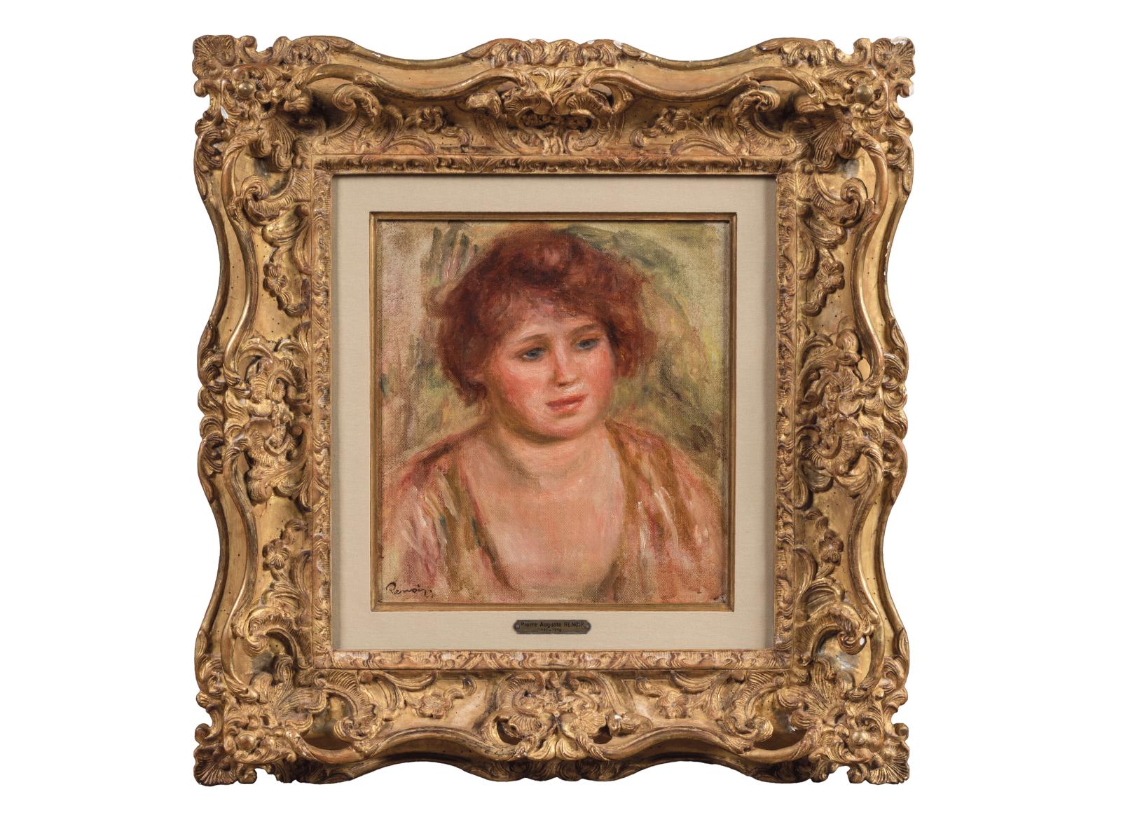 Pierre-Auguste Renoir (1841-1919), Andrée au chignon, 1919, toile, cachet d’atelier, 30,4 x 28 cm. Estimation : 300 000/400 000 €