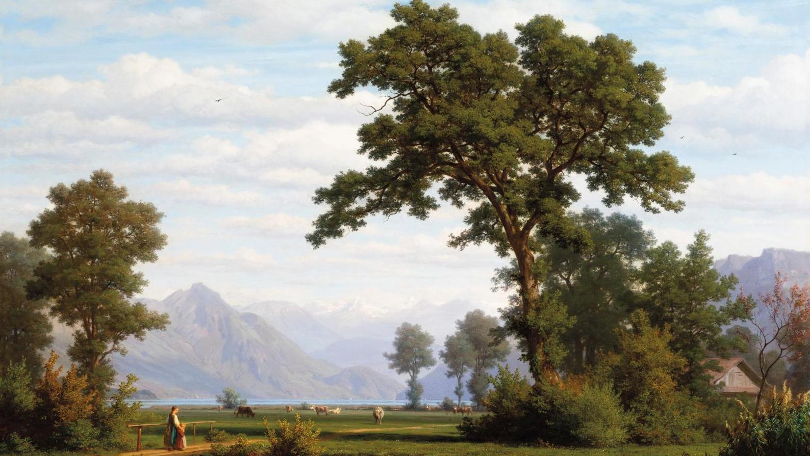 Robert Zünd (1827-1909), Près de Lucerne, huile sur toile, signée, 62 x 82 cm. Estimation... La Suisse rêvée de Robert Zünd