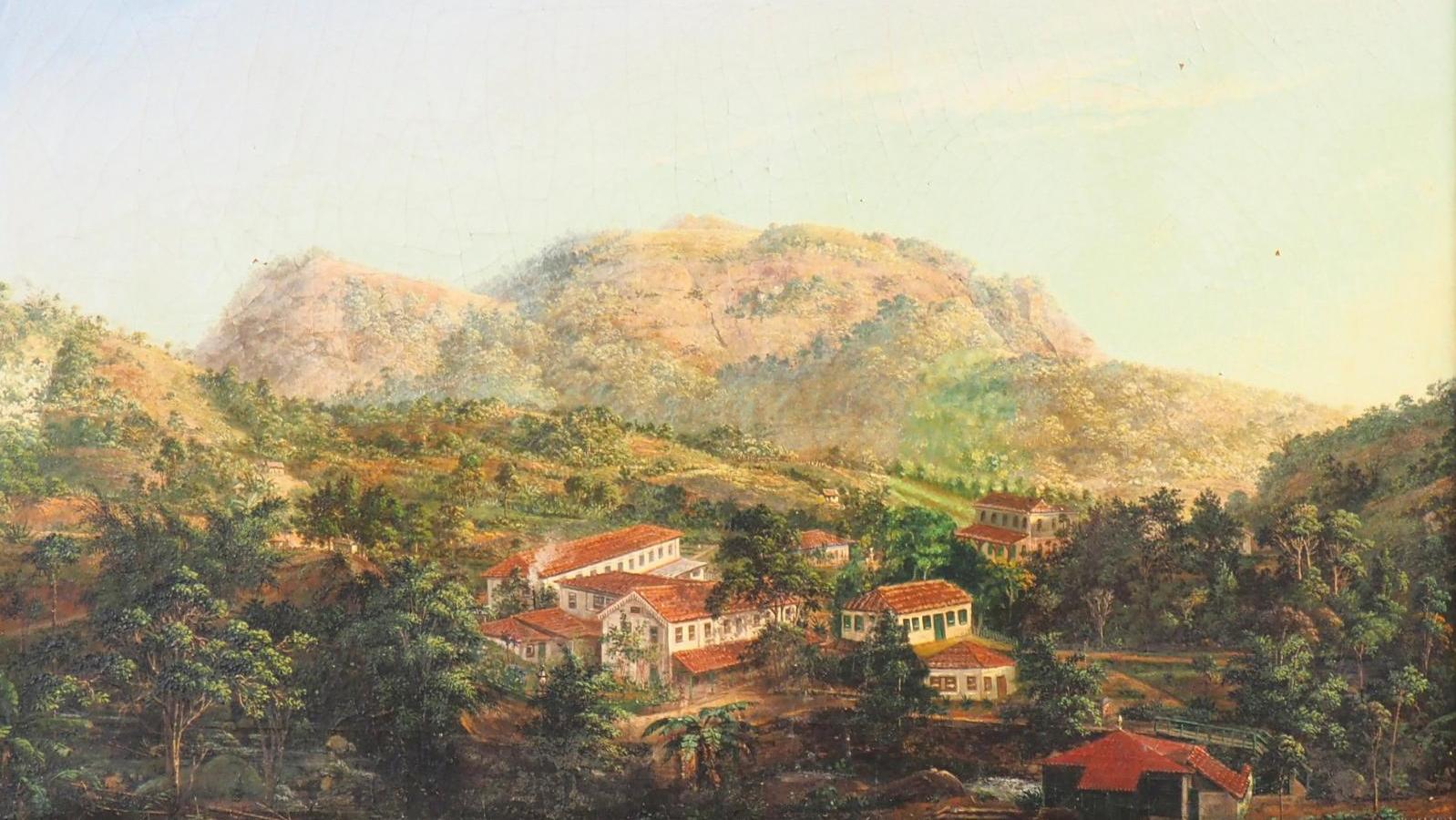 Nicolau Antonio Facchinetti (1824-1900), Effet de soleil couchant à Rio de Janeiro,... Rio de Janeiro vu par Nicolau Facchinetti