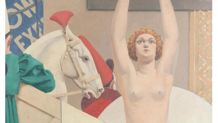 Raphaël Delorme (1885-1962), Cirque, huile sur toile, signée et titrée, 114 x 55 cm.... Tous sur la piste avec Raphaël Delorme