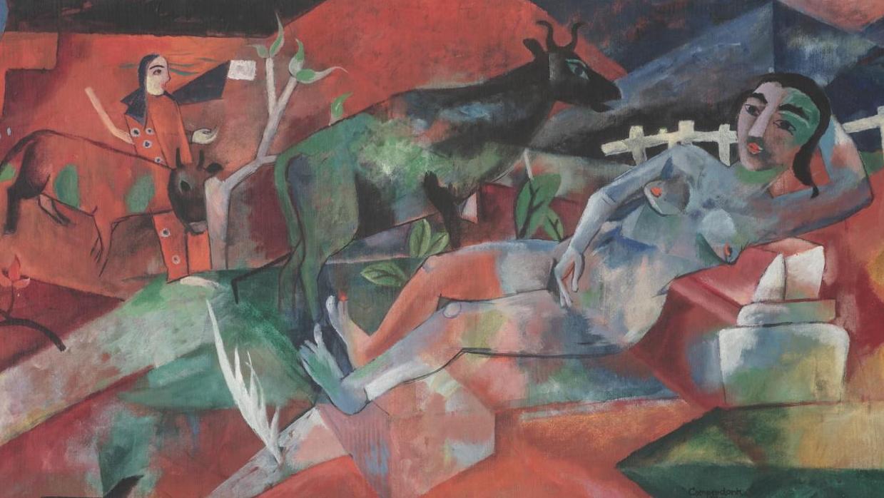 Heinrich Campendonk (1889-1957), Nu couché, 1918, huile sur toile, 60 x 125 cm. Estimation :... Un Campendonk inédit  de 1918