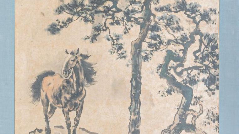 Xu Beihong (1895-1953), Cheval dans la montagne, automne 1938, encre et couleurs... Le cheval de bataille de Xu Beihong 
