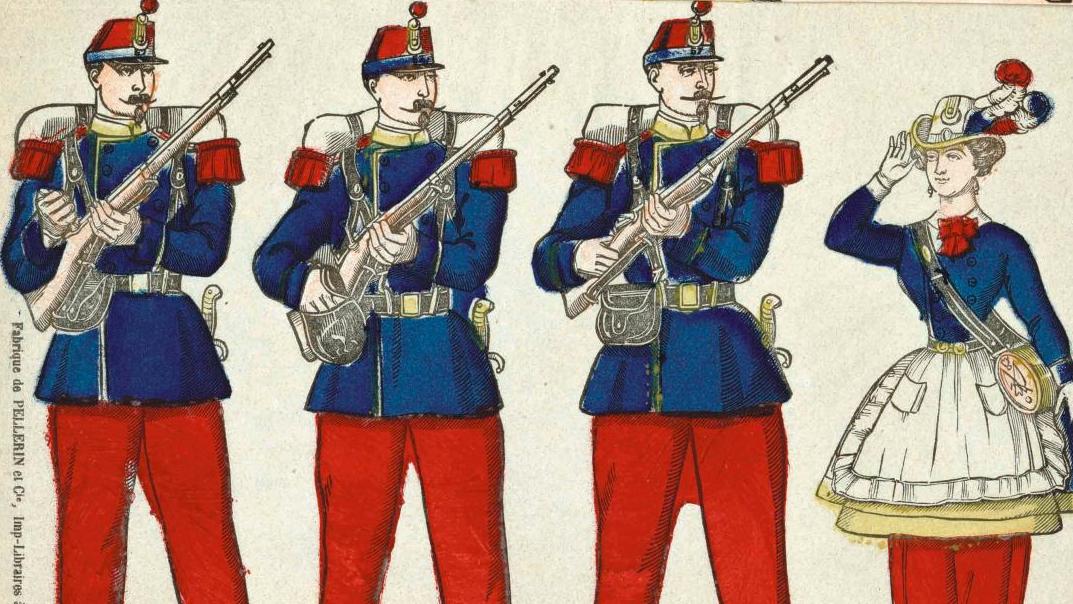 Infanterie française, nouvelle tenue, Pellerin & Cie, Épinal, 1868, lithographie... Images sur les murs De Bessans à Pont-Aven