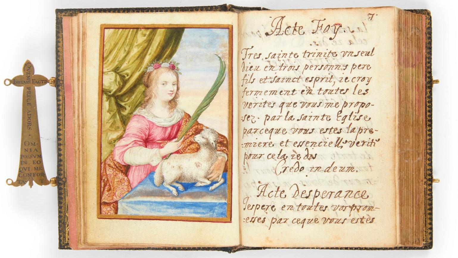 Livre de prières, vers 1660, manuscrit enluminé sur peau de vélin d’Andrée de Vivonne,... Livre de prières de la duchesse de La Rochefoucauld
