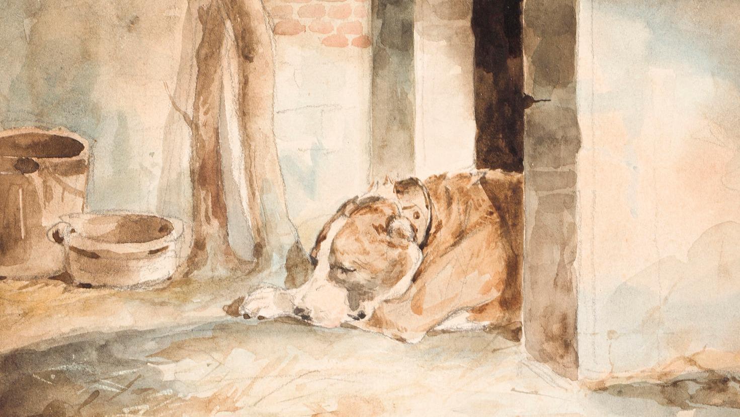 Portrait du chien Galaor par son maître, Théodore Géricault