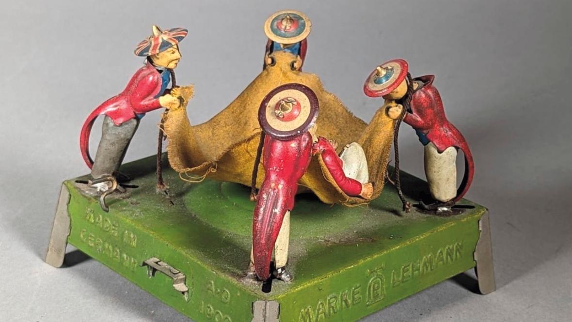 Jouet Ancien En Tôle : Le Père La Colique, Dans Sa Boîte D’origine – Vintage 1900