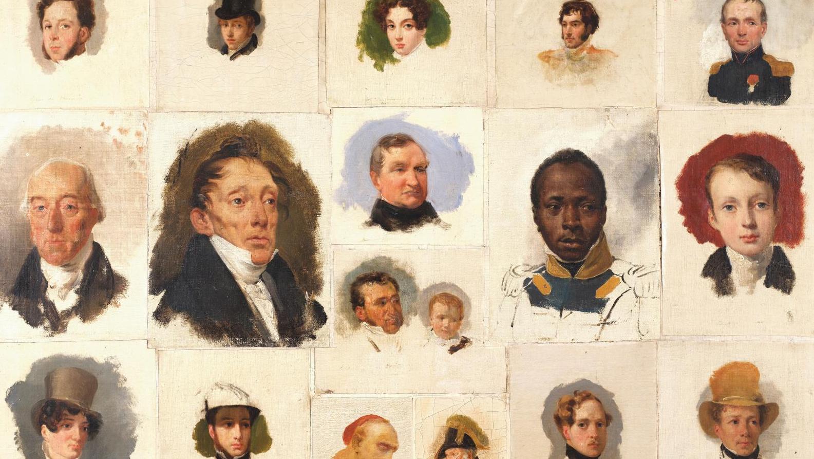 Horace Vernet (1789-1863), Dix-sept études pour des portraits, toile, 57 x 84 cm.... Horace Vernet, en trois préemptions pour Versailles