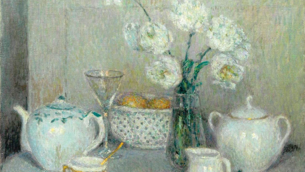 Henri Le Sidaner (1862-1939), La Table, harmonie blanche, 1921, huile sur toile,... Martin et Le Sidaner, duo intimiste à Évian