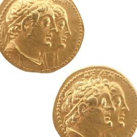 Les Ptolémées, père et fils, en monnaie