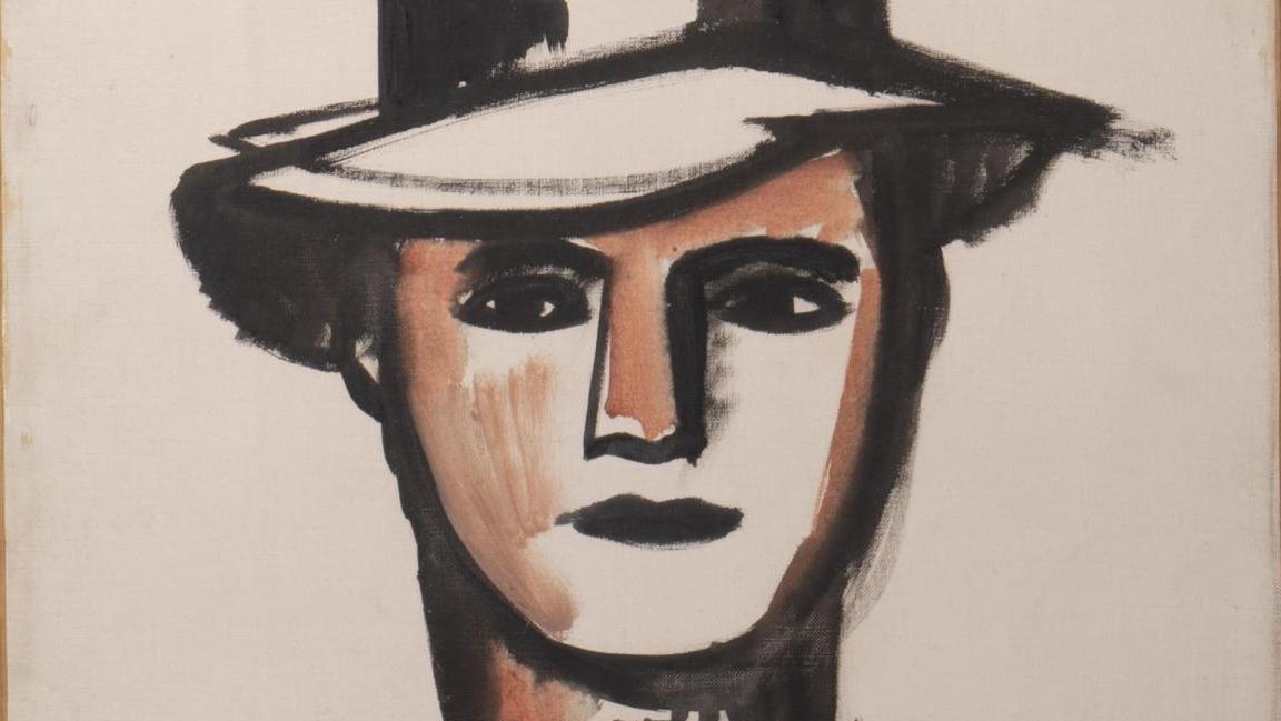 Jean Hélion (1904-1987), Homme au chapeau, 1943, huile sur toile, signée et datée,... Jean Hélion tire son chapeau