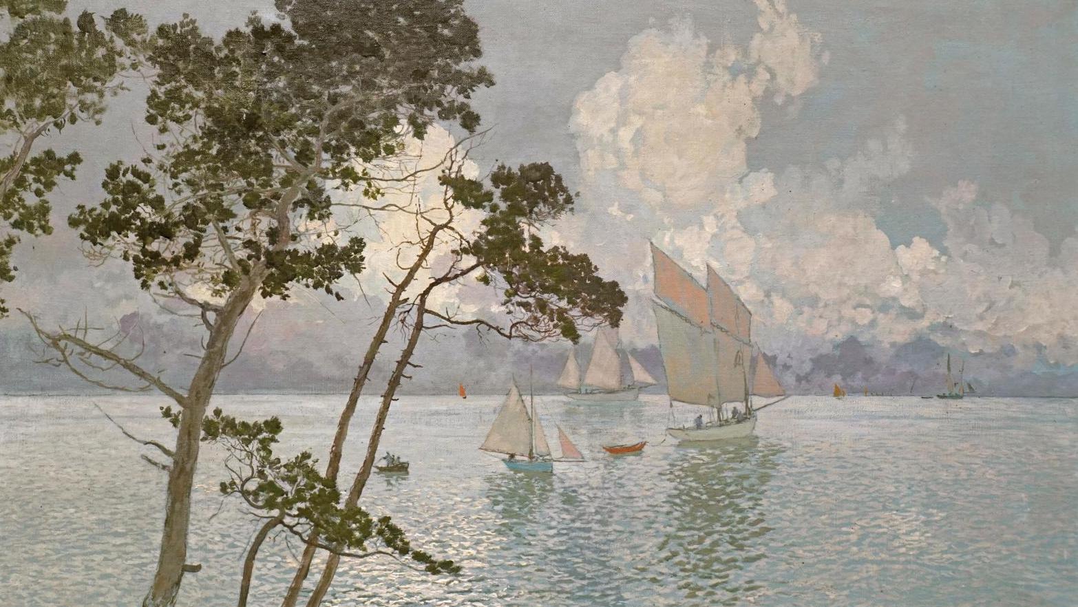 Amédée Marcel-Clément (né en 1873), Soir de Cancale, huile sur toile, 60 x 92 cm.... Scènes maritimes en Bretagne