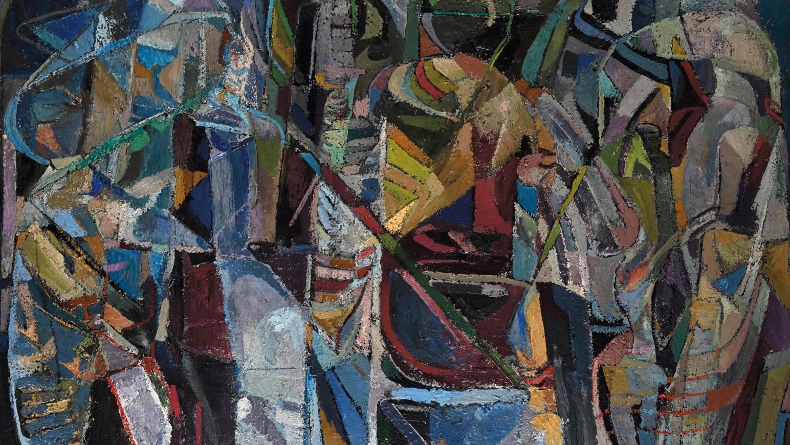 André Lanskoy (1902-1976), Histoire persane, huile sur toile, 1945-1946, 81 x 117 cm.... Lanskoy en transition avec une histoire persane