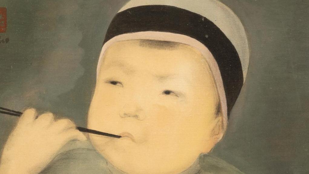 Lé Phô (1907-2000), Le Jeune Mangeur de riz, 1941, encre, gouache et traits de crayon... L’insouciance de l’enfance par Lé Phô