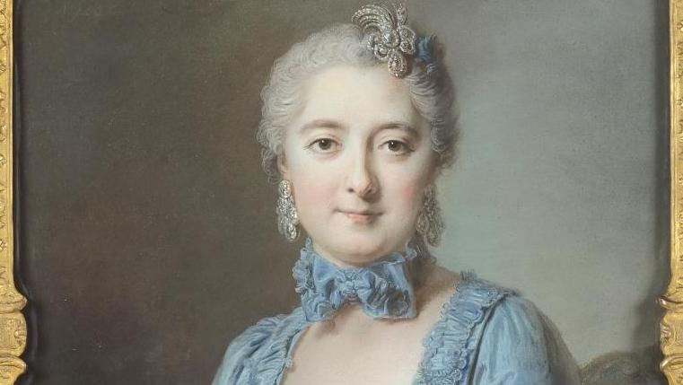Jean Valade (1710-1787), Portrait d’Anne-Claudine Mayneaud de la Tour (1730-1807),... Un pastel de Jean Valade tout en délicatesse
