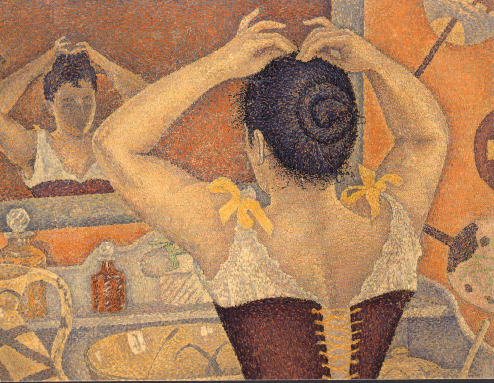 Paul Signac, Femme se coiffant (Berthe Signac), opus 227, 1892, détail, collection particulière.