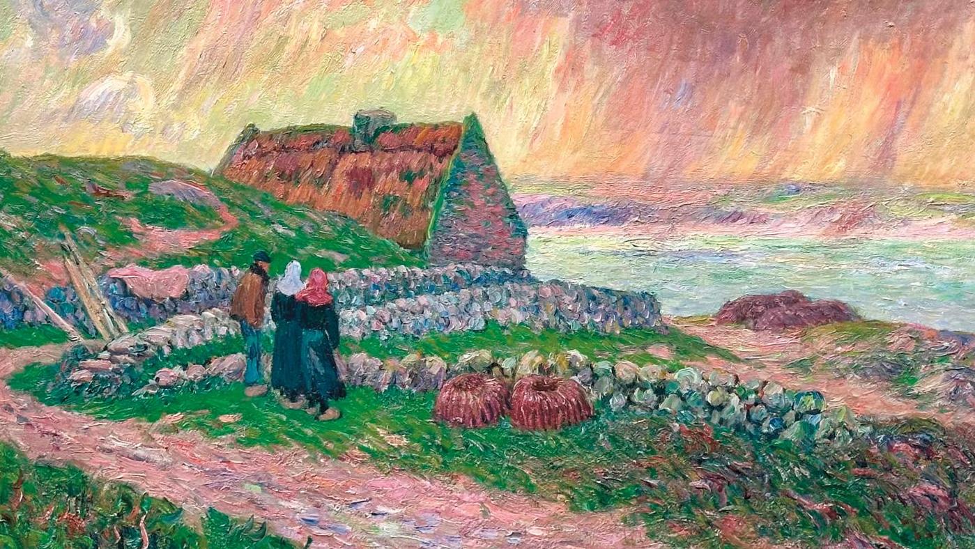 Henry Moret (1856-1913), L’Averse, côte de Bretagne, 1902, huile sur toile signée,... Tempête en Bretagne par Henry Moret 