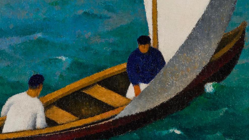 Félix Élie Bonnet, dit Tobeen (1880-1938), Voilier dans le port de Saint-Jean-de-Luz,...  Tobeen met le cap sur Saint-Jean-de-Luz avec un tableau inédit sur le marché