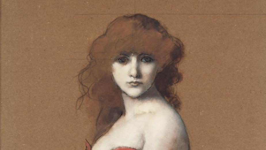 Jean-Jacques Henner (1829-1905), Hérodiade, vers 1887, huile sur carton collé sur... Un idéal aux reflets d’incendie