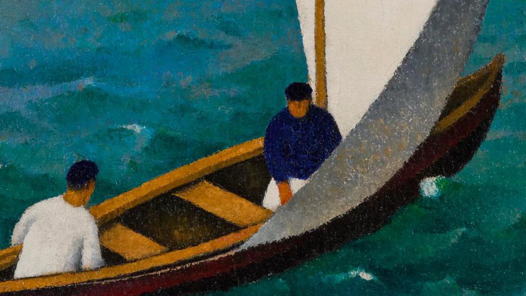 Félix Élie Bonnet, called Tobeen (1880-1938), Voilier dans le port de Saint-Jean-de-Luz...  Tobeen Sets Course for Saint-Jean-de-Luz with a New Painting on the Market