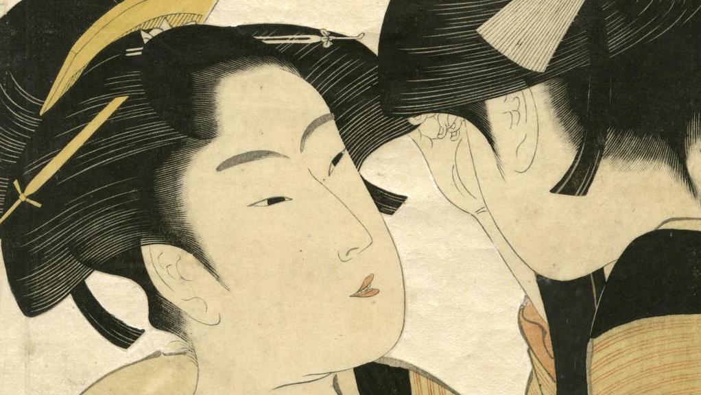 Kitagawa Utamaro (1753-1806), Jeune femme se regardant dans un miroir, oban tate-e... Estampes japonaises : des multiples uniques